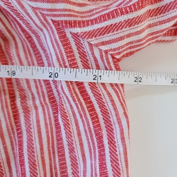 Off Shoulder Red Striped Cotton Blouse Size Medium - Picture 4 of 8